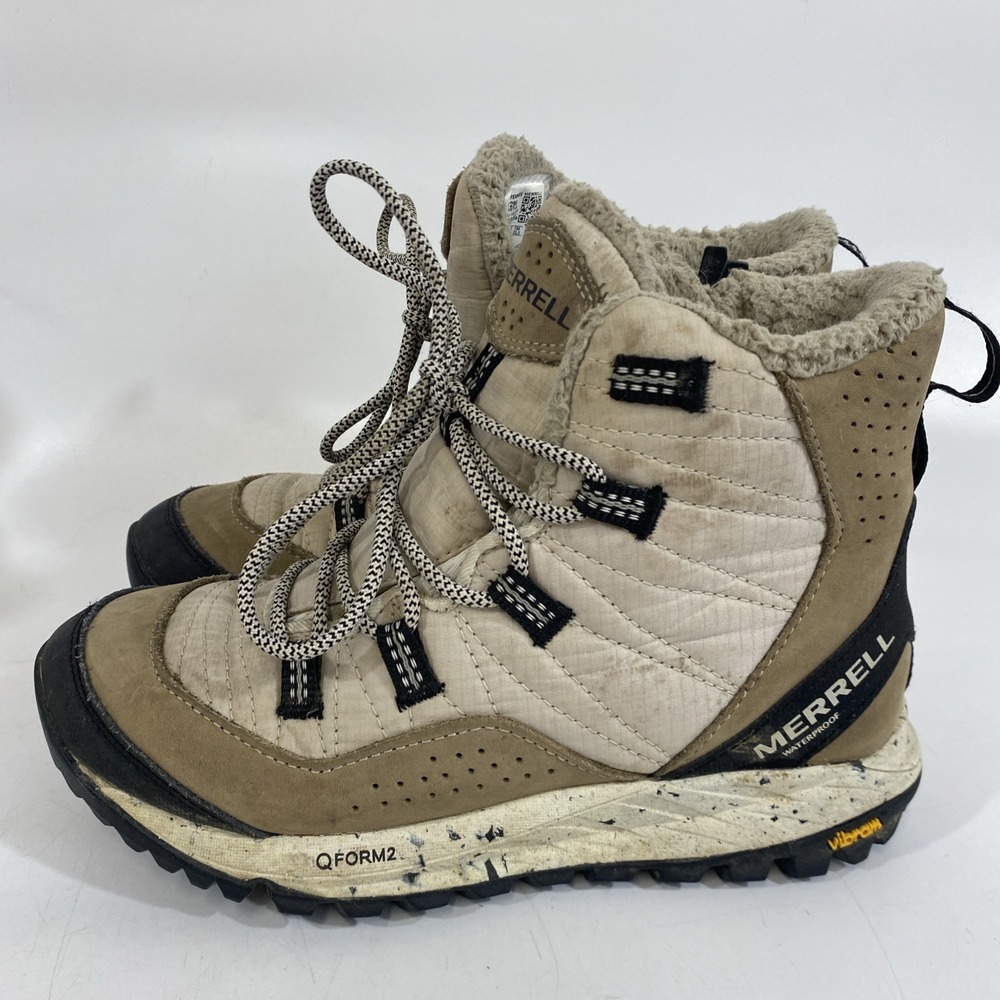 Women's Merrell‎ Antora Waterproof Sneaker Hiking Snow Boots Tan Moonbeam 5.5